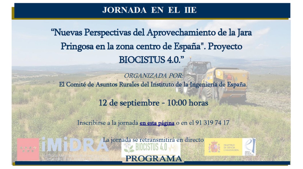 Asistencia a la jornada BIOCISTUS 4.0 sobre nuevas perspectivas del aprovechamiento de la jara pringosa
