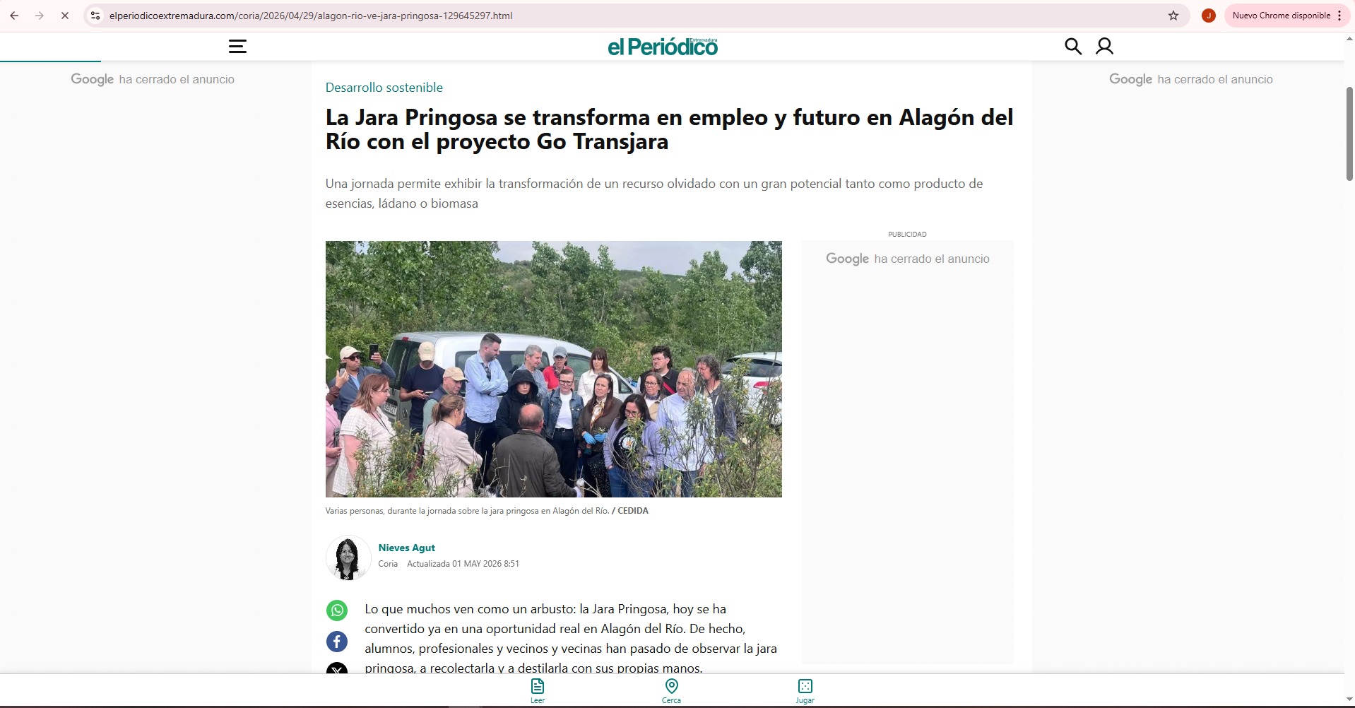 La jara pringosa se transforma en empleo y futuro en Alagón del Río con el proyecto GO TRANSJARA